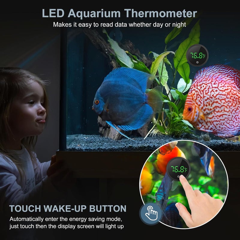 Ankilo Upgraded Aquarium Thermometer, 5S Refresh Speed, Digital Fish Tank Thermometer LED Display ±1°F, Stick-on Thermometer for Aquariums, Glass Containers - Image 3